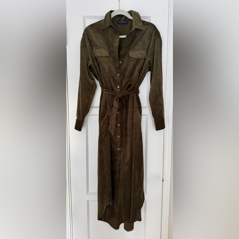 Fine Wale Olive Green Corduroy Shirtdress NWT - Small